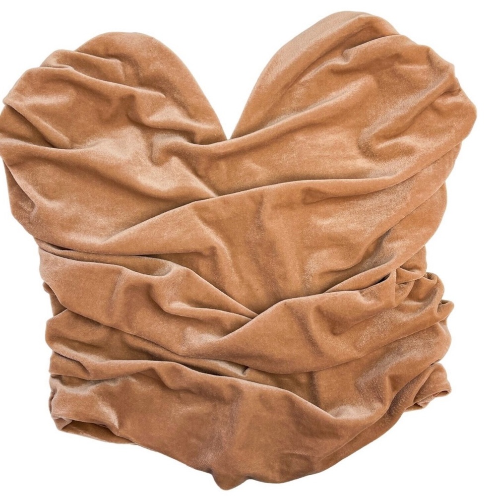 Express Body Contour Velour Strapless Ruched Top Sweetheart Neckline
